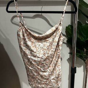Aritzia floral drawstring top - size small